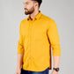 Golden Yellow Solid Slim Fit Casual Shirt | Greenfibre