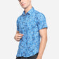 French Blue Printed Slim Fit Semi Casual Shirt | Greenfibre