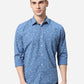 Teal Blue Printed Classic Fit Casual Shirt | Greenfibre