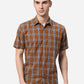 Khaki Checked Classic Fit Casual Shirt | Greenfibre