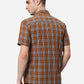 Khaki Checked Classic Fit Casual Shirt | Greenfibre