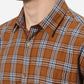 Khaki Checked Classic Fit Casual Shirt | Greenfibre