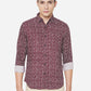 Wine Printed Slim Fit Semi Casual Shirt | Greenfibre