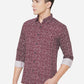 Wine Printed Slim Fit Semi Casual Shirt | Greenfibre