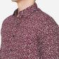 Wine Printed Slim Fit Semi Casual Shirt | Greenfibre