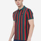 Red & Teal Green Striped Slim Fit Polo T-Shirt | Greenfibre