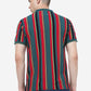 Red & Teal Green Striped Slim Fit Polo T-Shirt | Greenfibre