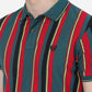 Red & Teal Green Striped Slim Fit Polo T-Shirt | Greenfibre