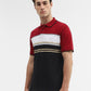 Red & Black Striped Slim Fit Polo T-Shirt | Greenfibre