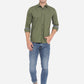 Chive Green Printed Slim Fit Casual Shirt | Greenfibre