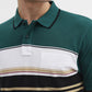 Green & Black Striped Slim Fit Polo T-Shirt | Greenfibre
