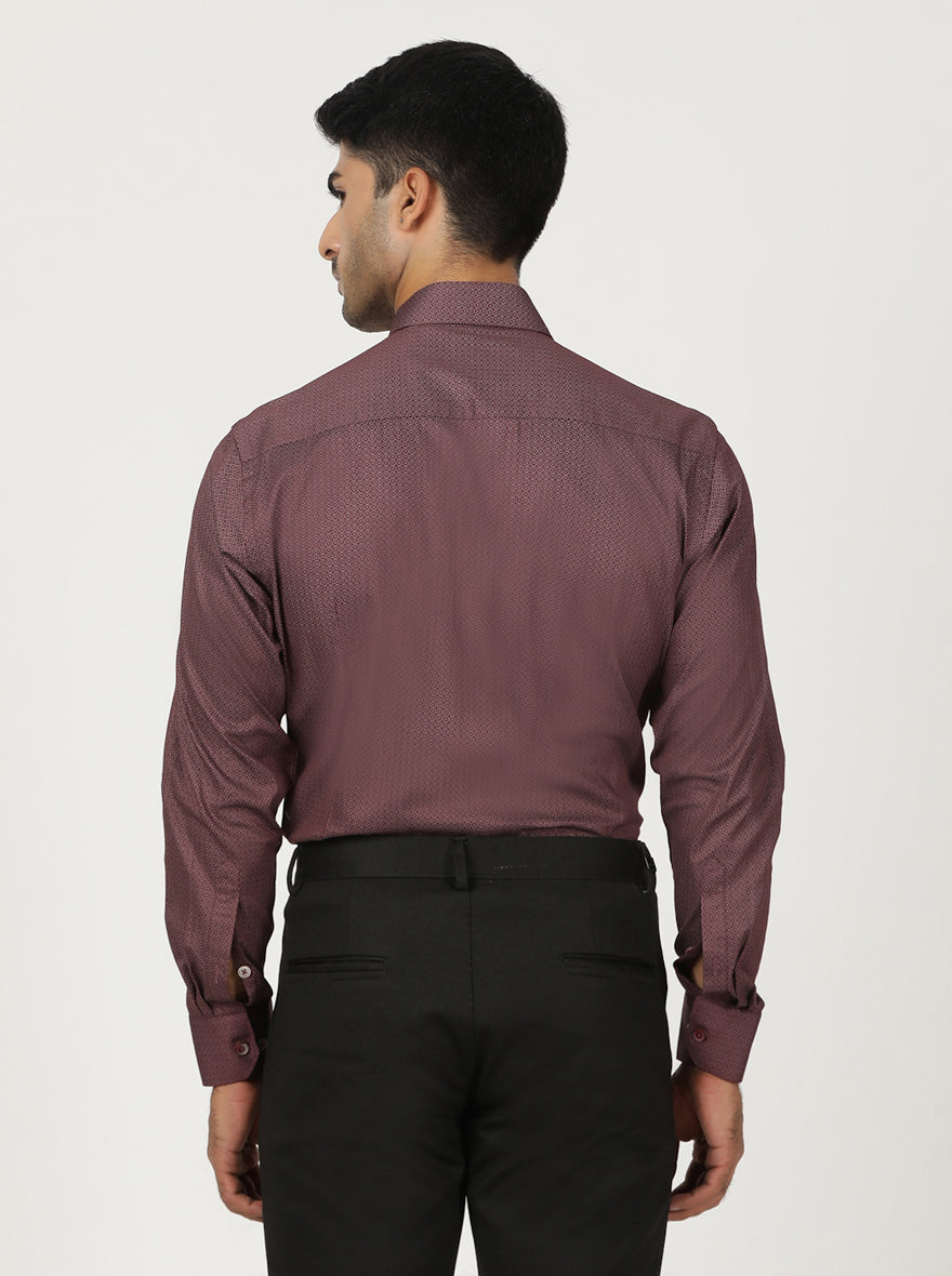 Maroon Printed Slim Fit Formal Shirt | Greenfibre