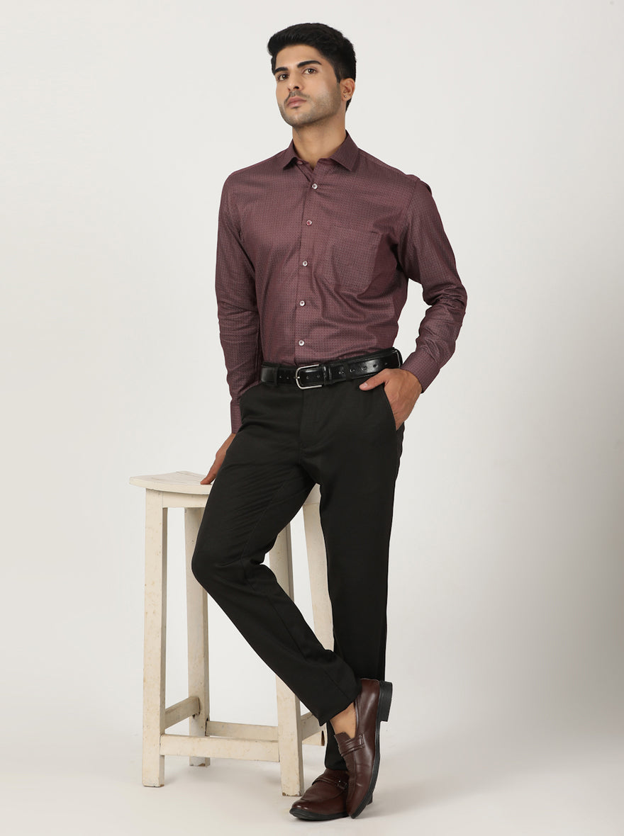 Maroon Printed Slim Fit Formal Shirt | Greenfibre