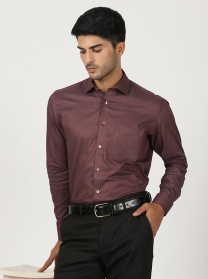 Maroon Printed Slim Fit Formal Shirt | Greenfibre