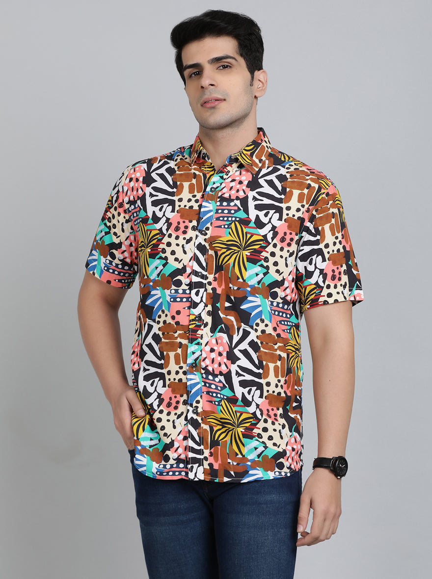 Multicolor Printed Slim Fit Casual Shirt | JadeBlue