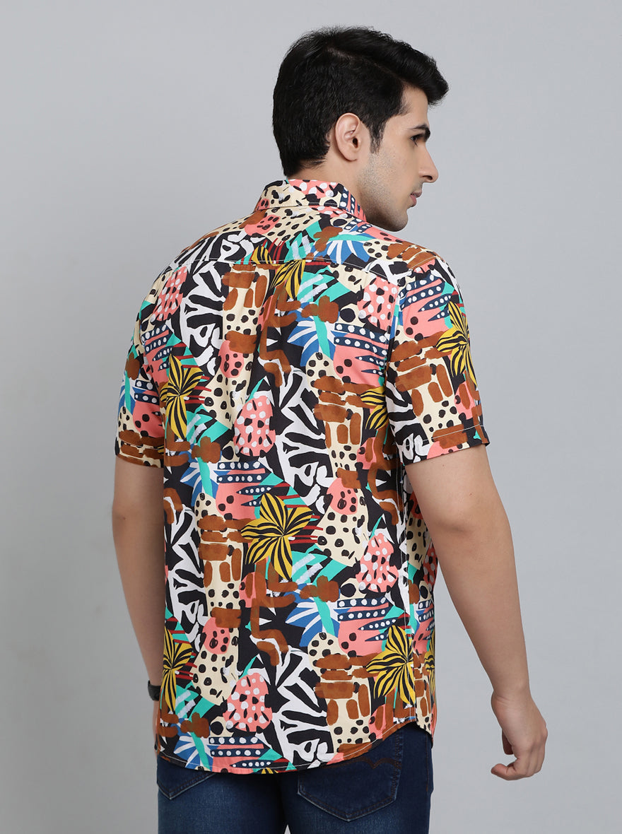 Multicolor Printed Slim Fit Casual Shirt | JadeBlue