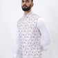 Cream Printed Regular Fit Bandhgala Jacket | Greenfibre