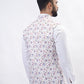 Cream Printed Regular Fit Bandhgala Jacket | Greenfibre