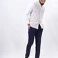 Cream Printed Regular Fit Bandhgala Jacket | Greenfibre