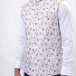 Cream Printed Regular Fit Bandhgala Jacket | Greenfibre