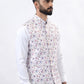 Cream Printed Regular Fit Bandhgala Jacket | Greenfibre