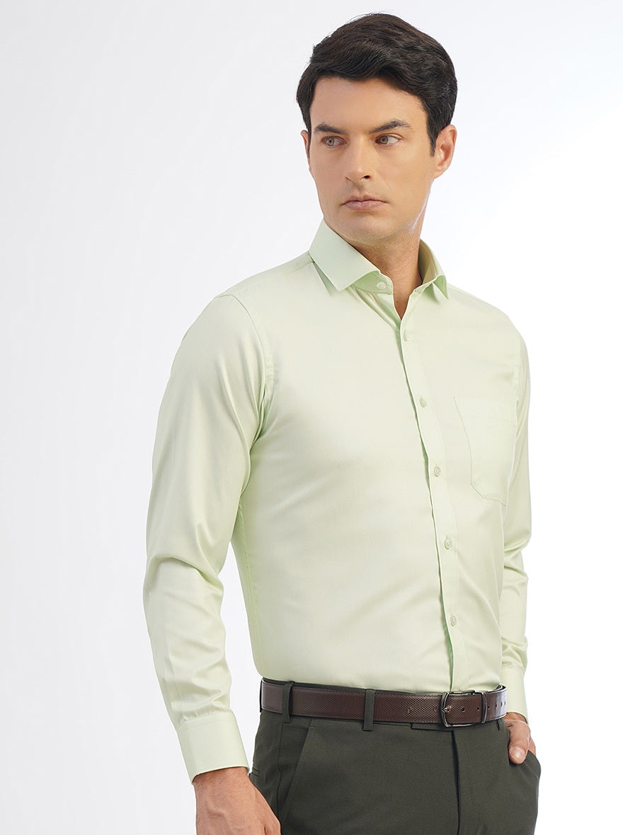 Light Green Solid Slim Fit Formal Shirt | Greenfibre