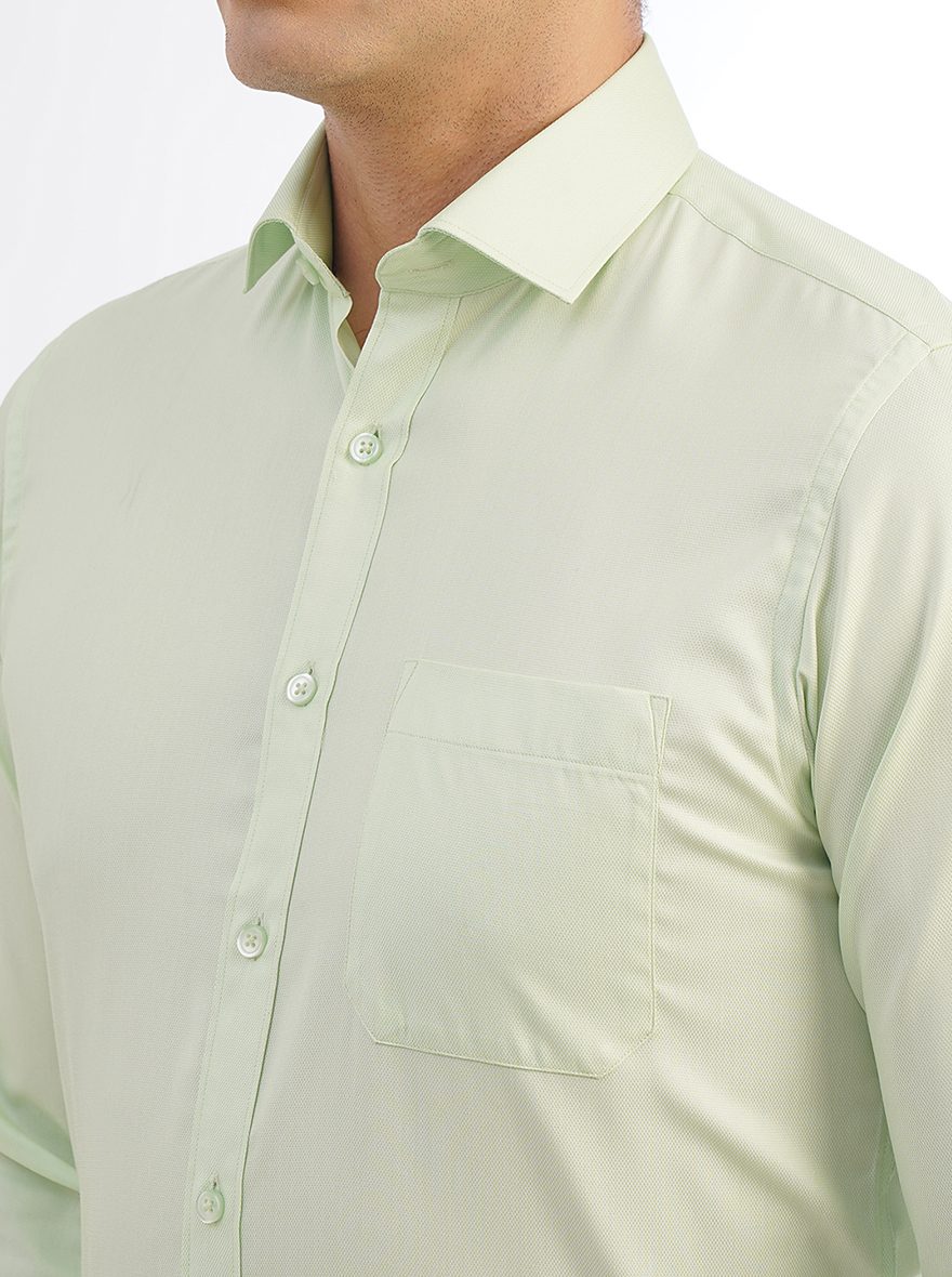 Light Green Solid Slim Fit Formal Shirt | Greenfibre