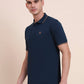 Indigo Blue Solid Slim Fit Polo T-Shirt | Greenfibre