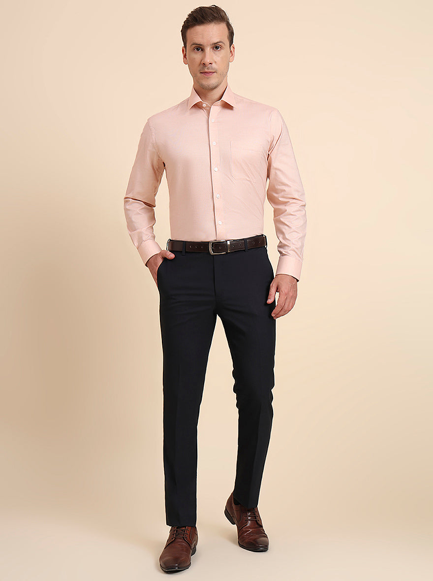Navy Blue Solid Slim Fit Formal Trouser | Greenfibre