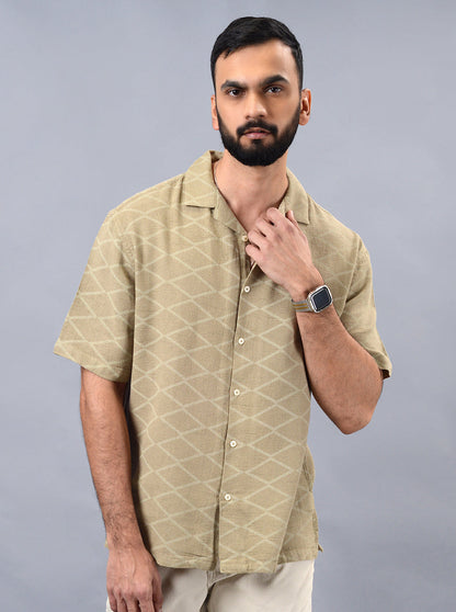Khaki Checked Slim Fit Casual Shirt | JadeBlue