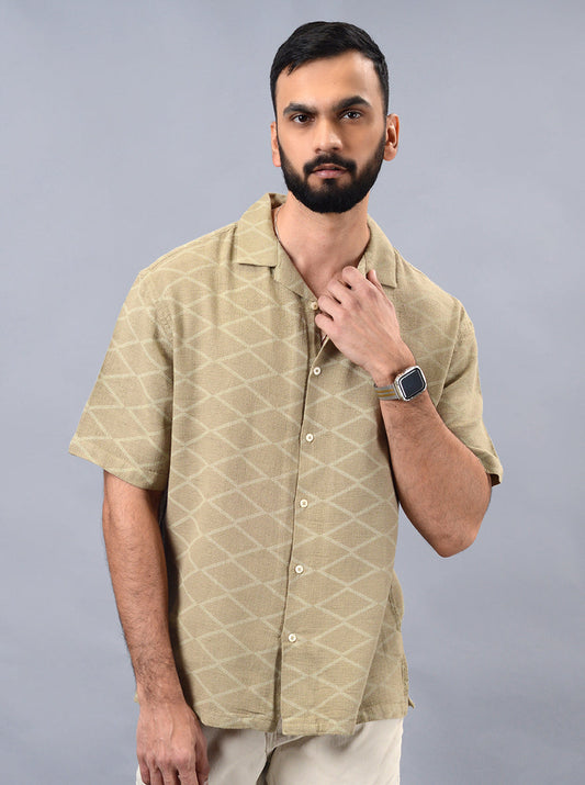 Khaki Checked Slim Fit Casual Shirt | JadeBlue