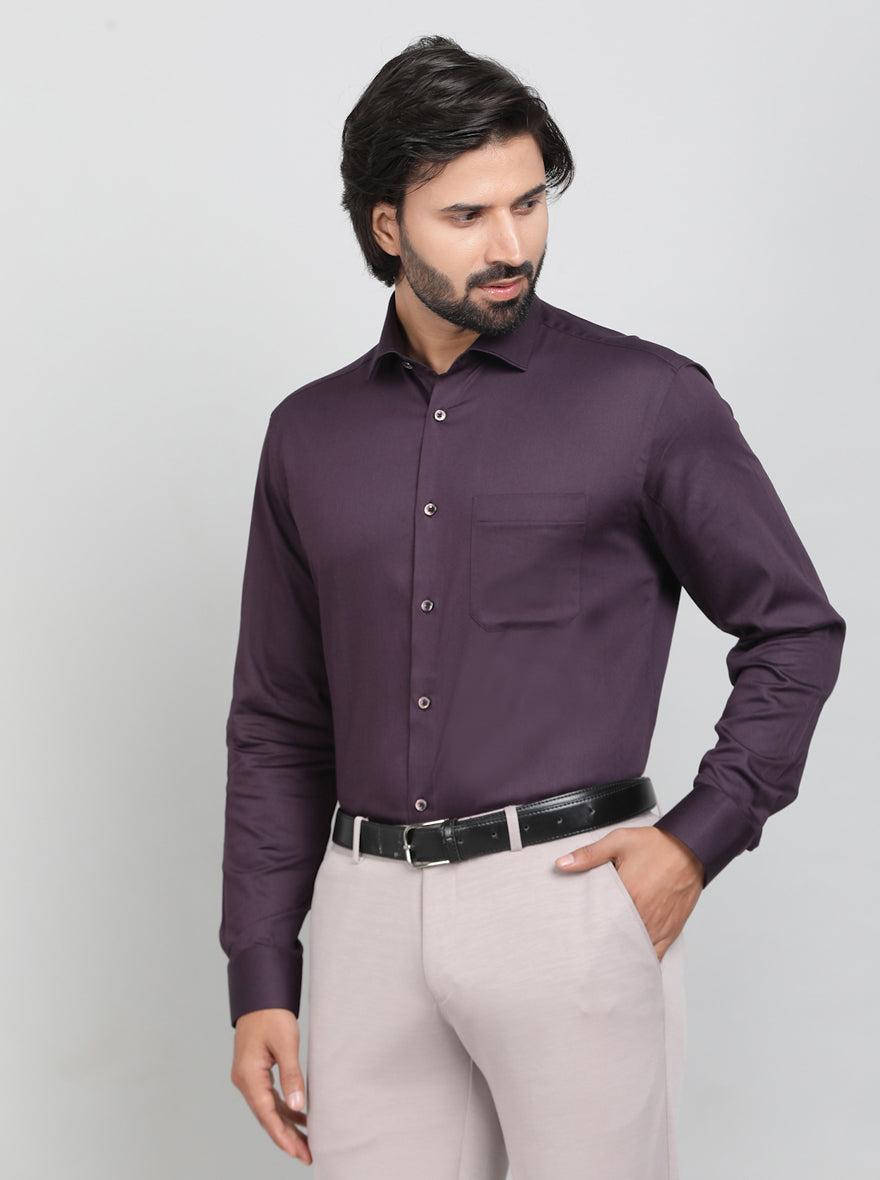 Wine Solid Slim Fit Party Wear Shirt | Greenfibre