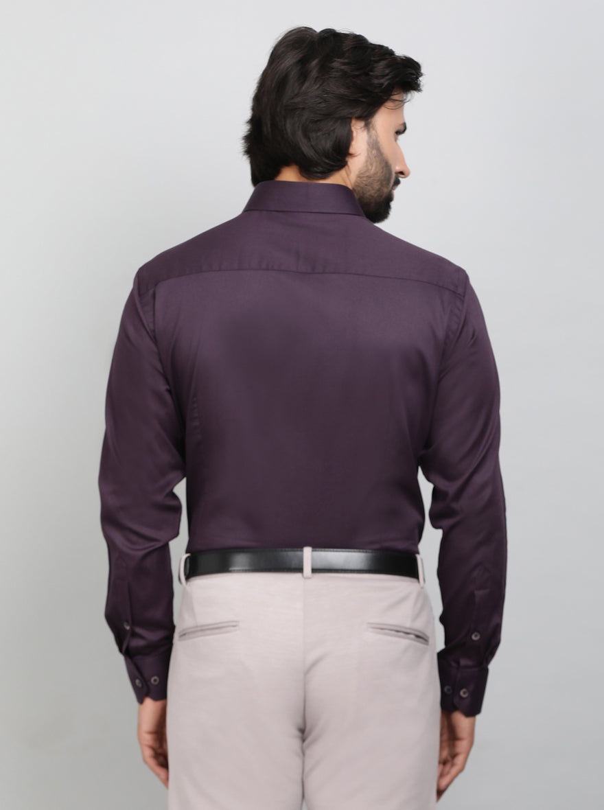 Wine Solid Slim Fit Party Wear Shirt | Greenfibre