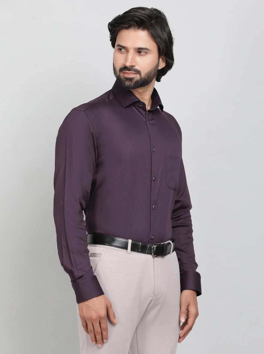 Wine Solid Slim Fit Party Wear Shirt | Greenfibre