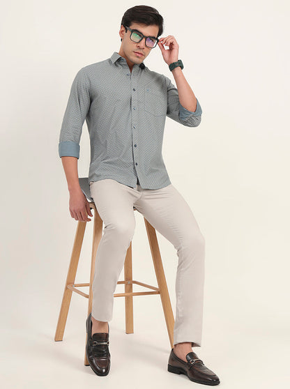 Light Grey Solid Super Slim Fit Casual Trouser | Greenfibre