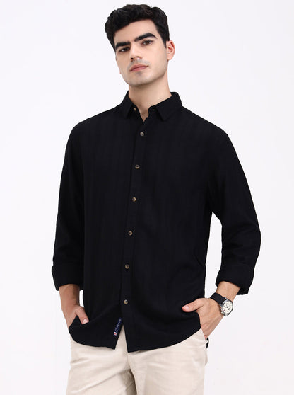 Black Solid Slim Fit Formal Trouser | Greenfibre