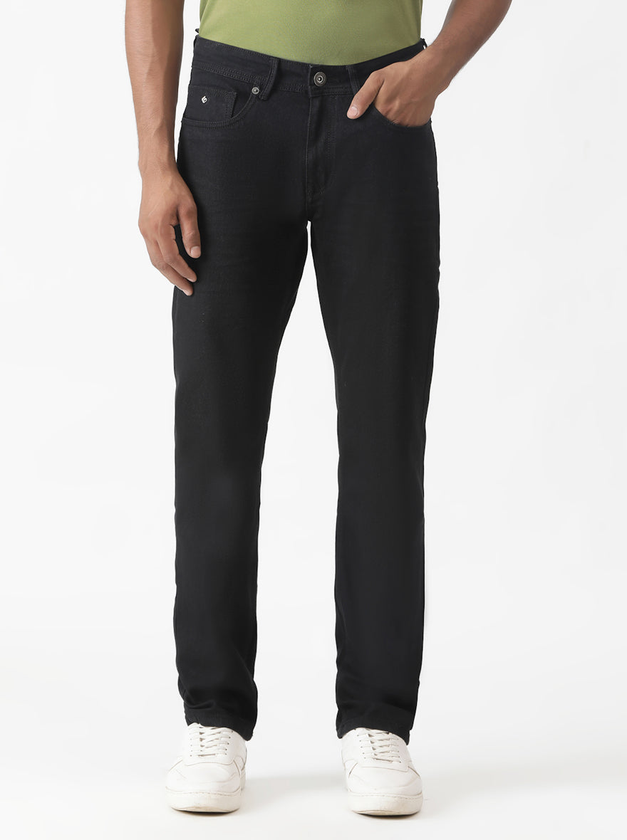 Raw Black Washed Straight Fit Jeans | Greenfibre