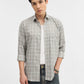 Olive Checked Tailored Fit Semi Casual Shirt | Greenfibre