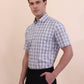 White & Grey Checked Regular Fit Formal Shirt | Greenfibre