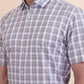 White & Grey Checked Regular Fit Formal Shirt | Greenfibre