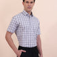 White & Grey Checked Regular Fit Formal Shirt | Greenfibre