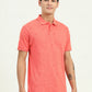 Peach Printed Slim Fit Polo T-Shirt | Greenfibre