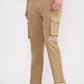 Camel Khaki Solid Slim Fit Cargo Pant | Greenfibre