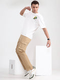 Camel Khaki Solid Slim Fit Cargo Pant | Greenfibre