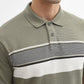 Green & White Striped Slim Fit Polo T-Shirt | Greenfibre