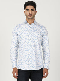 White Printed Slim Fit Party Wear Shirt | Greenfibre