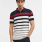 Navy Blue & White Striped Slim Fit Polo T-Shirt | Greenfibre