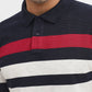 Navy Blue & White Striped Slim Fit Polo T-Shirt | Greenfibre