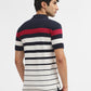 Navy Blue & White Striped Slim Fit Polo T-Shirt | Greenfibre
