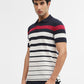 Navy Blue & White Striped Slim Fit Polo T-Shirt | Greenfibre